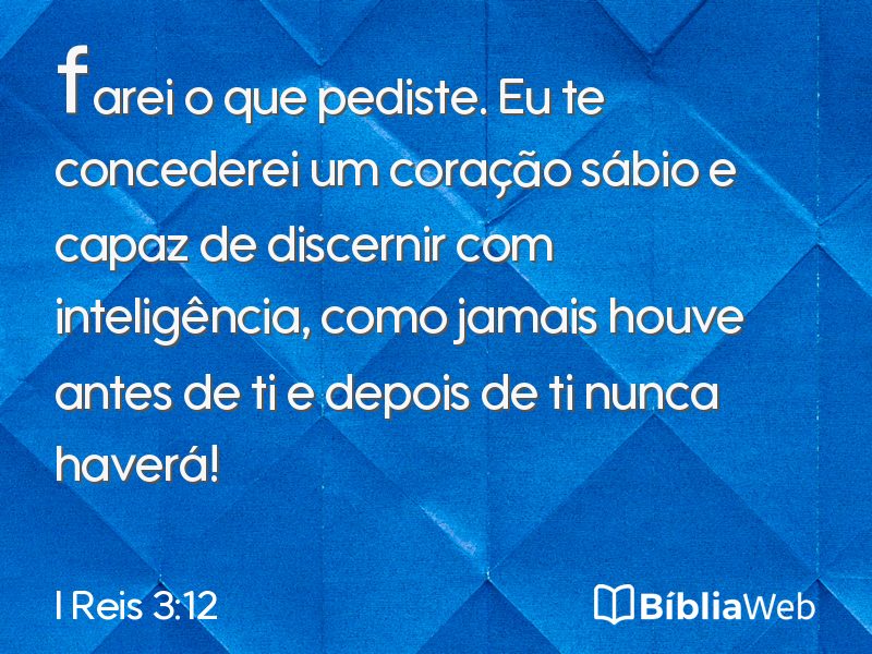 I Reis 3:12 em imagem para compartilhar