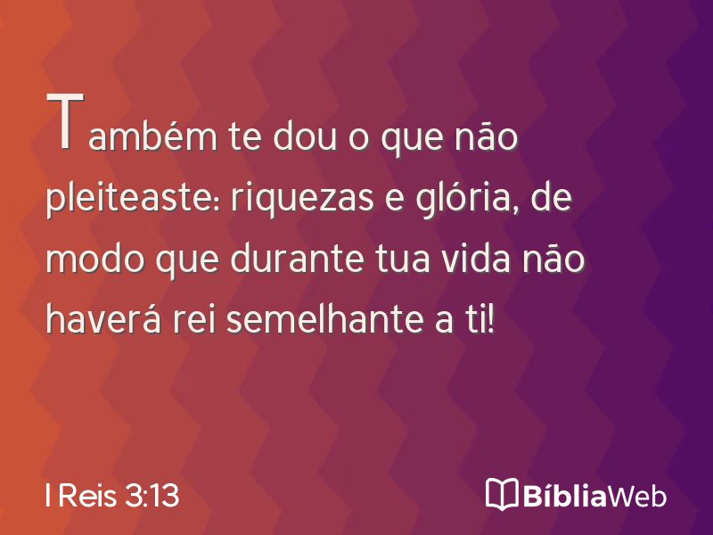 I Reis 3:13 em imagem para compartilhar