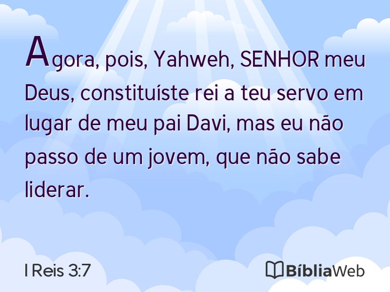 I Reis 3:7 em imagem para compartilhar