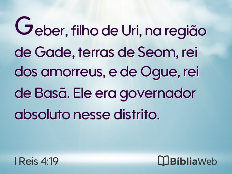 I Reis 4:19 em imagem para compartilhar
