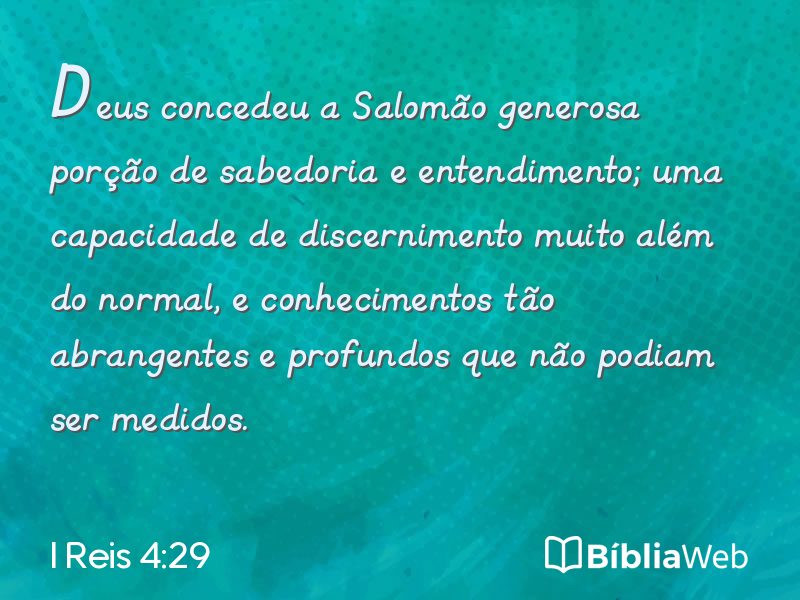 I Reis 4:29 em imagem para compartilhar