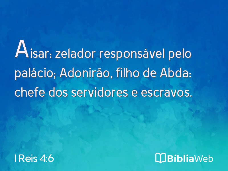 I Reis 4:6 em imagem para compartilhar