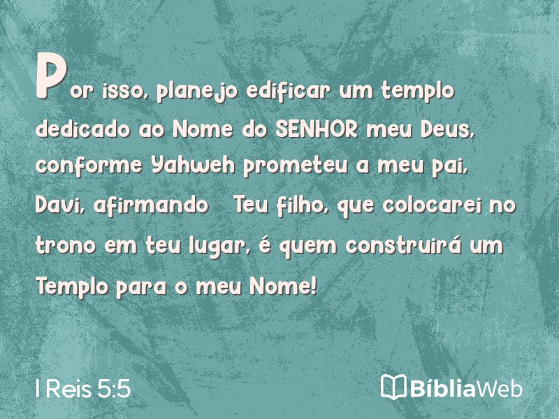 I Reis 5:5 em imagem para compartilhar