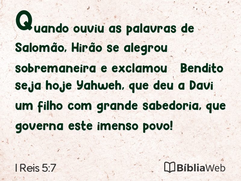I Reis 5:7 em imagem para compartilhar