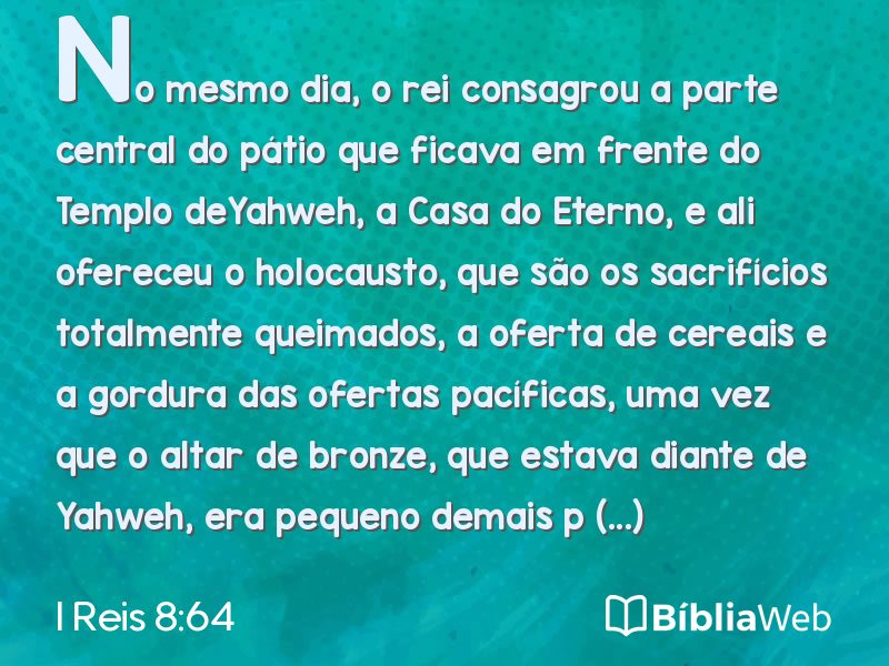 I Reis 8:64 em imagem para compartilhar