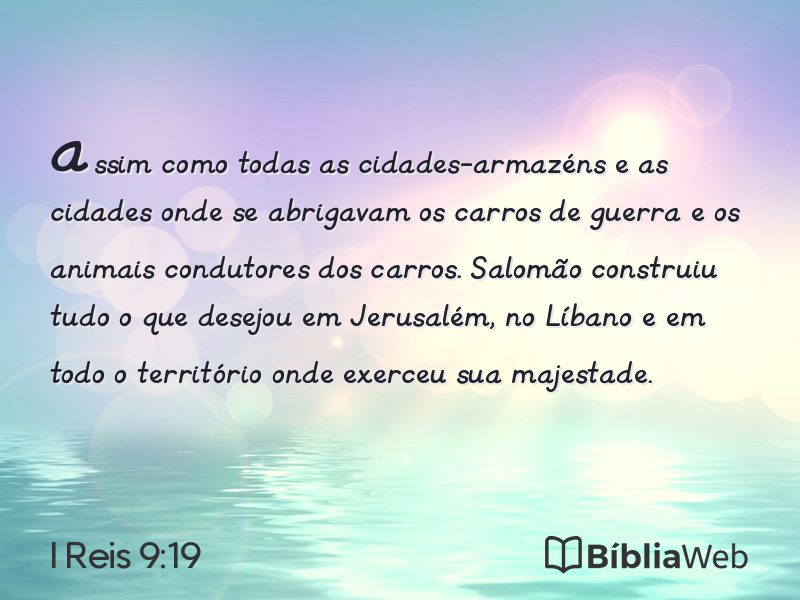 I Reis 9:19 em imagem para compartilhar