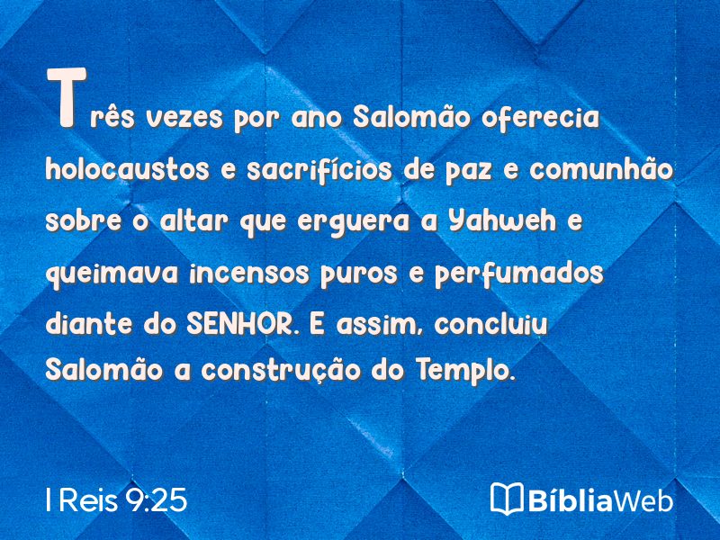 I Reis 9:25 em imagem para compartilhar