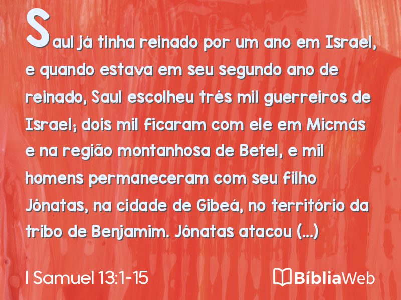 I Samuel 13:1-15 em imagem para compartilhar