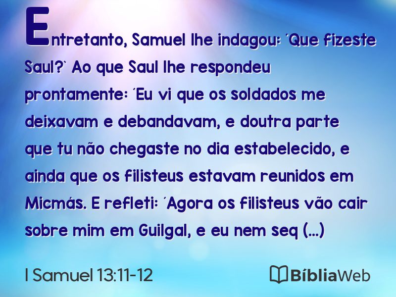 I Samuel 13:11-12 em imagem para compartilhar