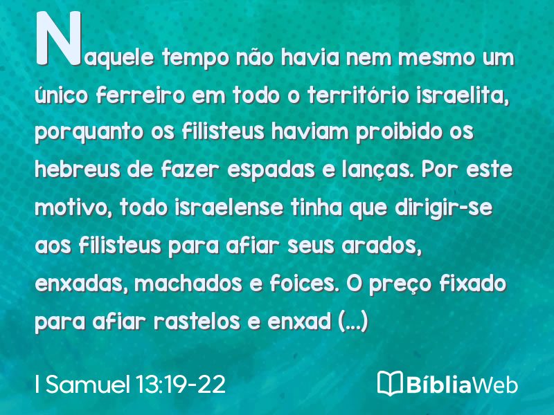 I Samuel 13:19-22 em imagem para compartilhar