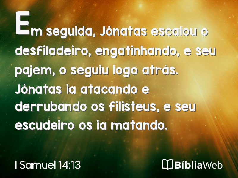 I Samuel 14:13 em imagem para compartilhar