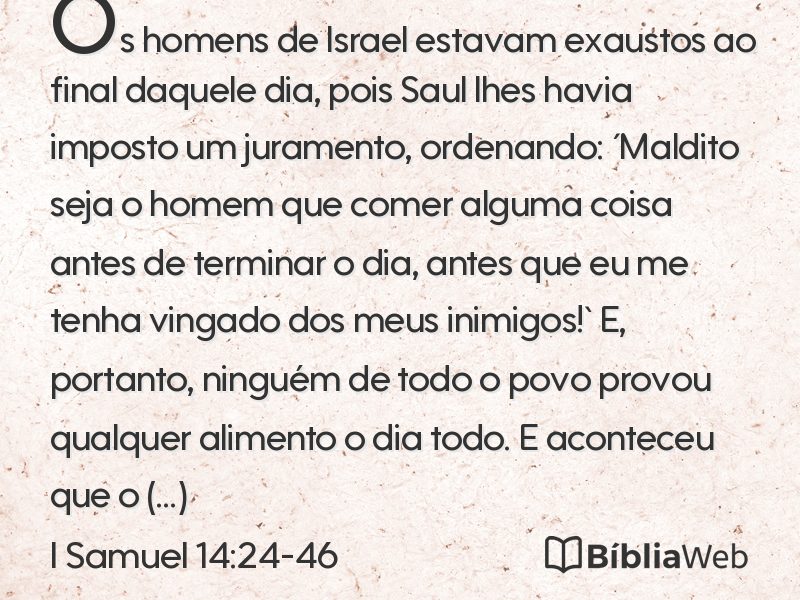 I Samuel 14:24-46 em imagem para compartilhar