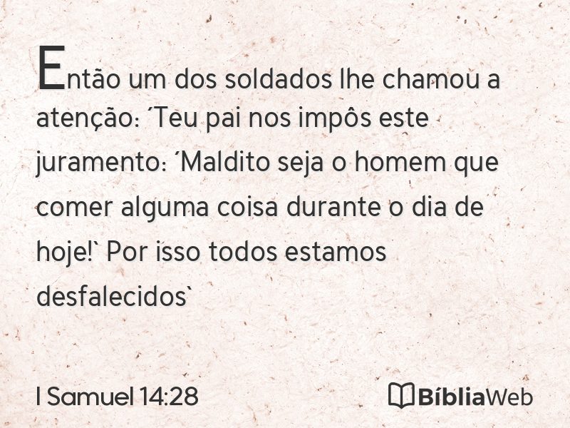 I Samuel 14:28 em imagem para compartilhar