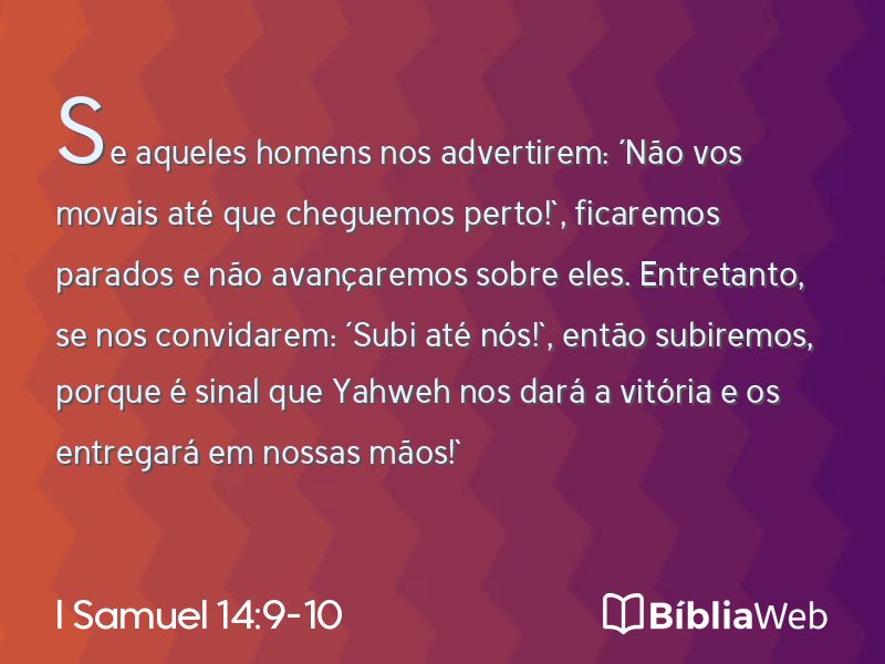 I Samuel 14:9-10 em imagem para compartilhar