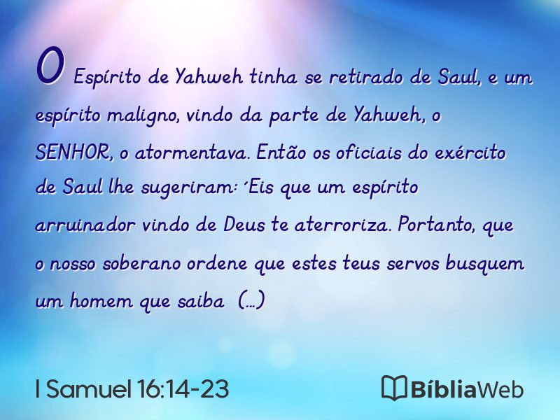 I Samuel 16:14-23 em imagem para compartilhar