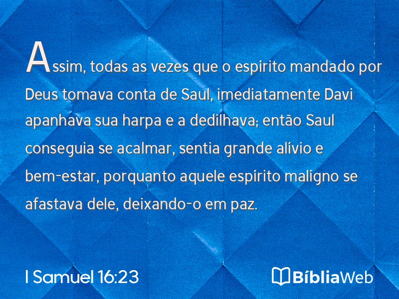 I Samuel 16:23 em imagem para compartilhar