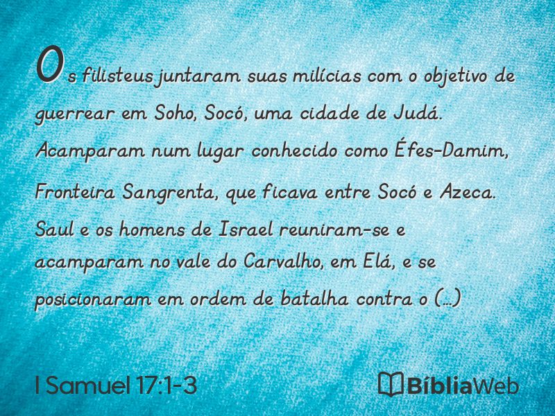 I Samuel 17:1-3 em imagem para compartilhar