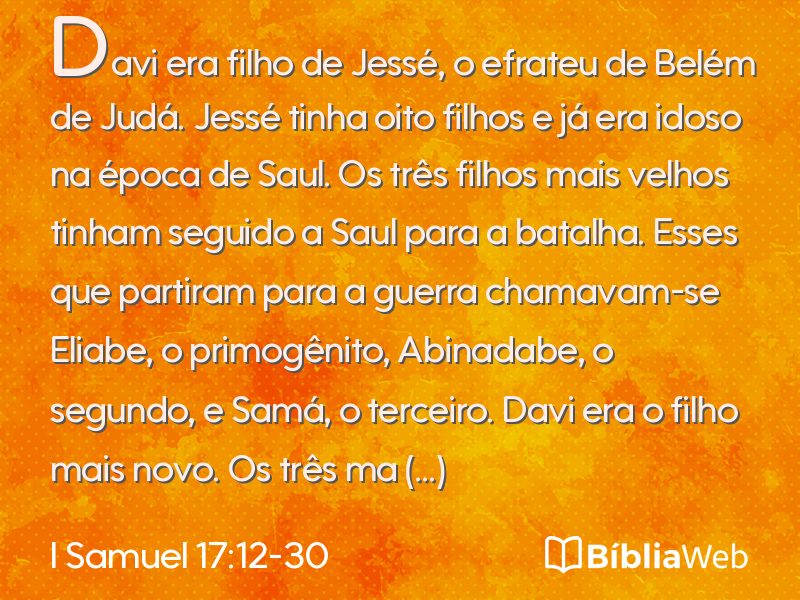 I Samuel 17:12-30 em imagem para compartilhar