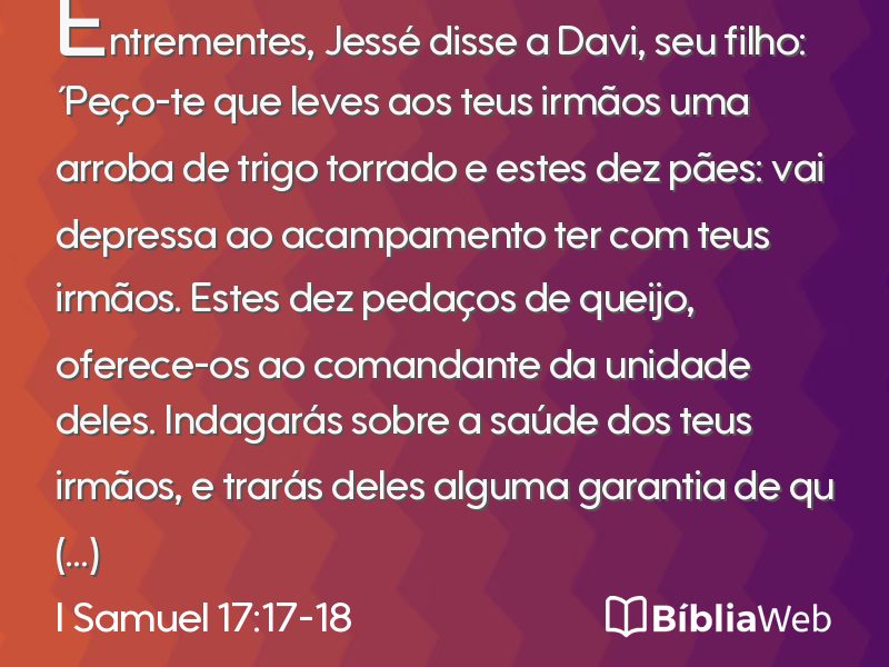 I Samuel 17:17-18 em imagem para compartilhar