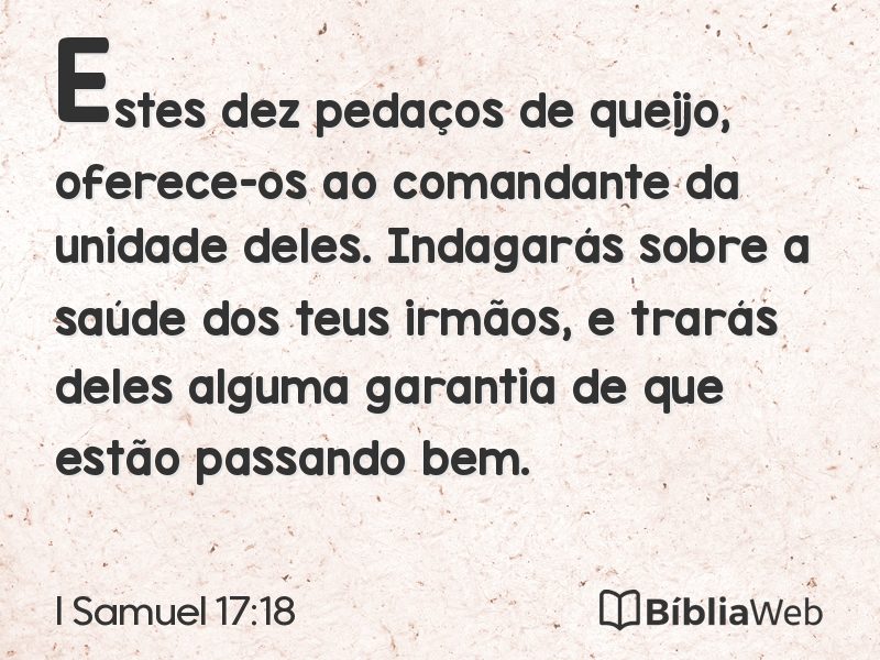 I Samuel 17:18 em imagem para compartilhar