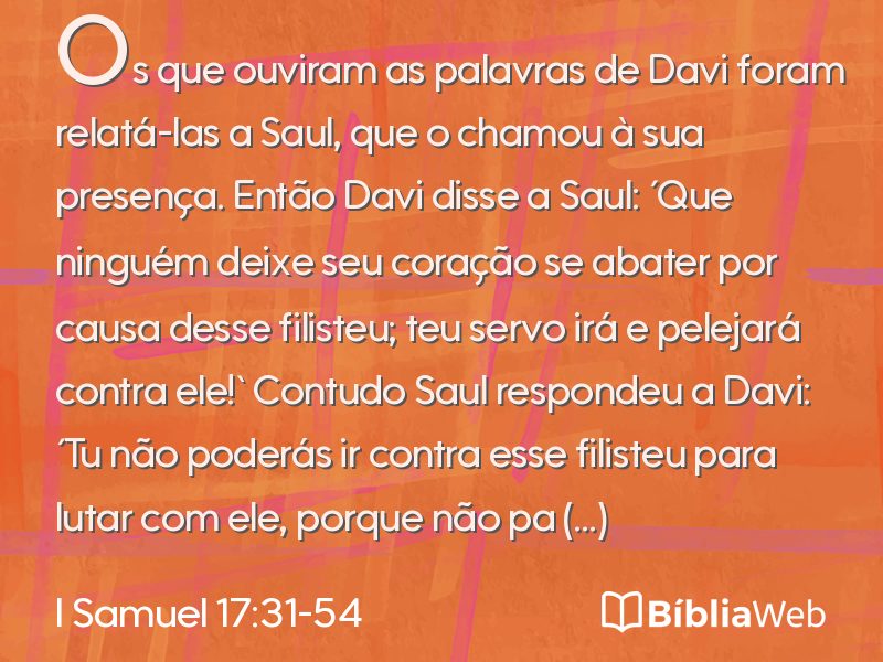 I Samuel 17:31-54 em imagem para compartilhar