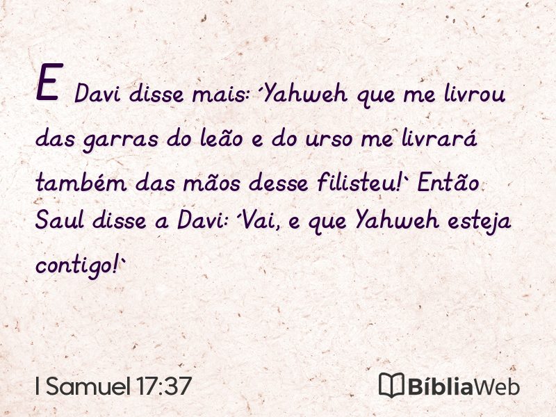 I Samuel 17:37 em imagem para compartilhar