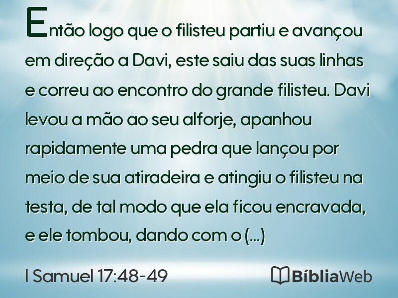 I Samuel 17:48-49 em imagem para compartilhar