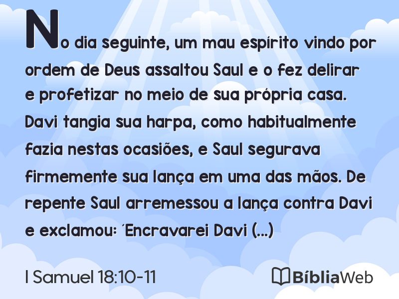 I Samuel 18:10-11 em imagem para compartilhar