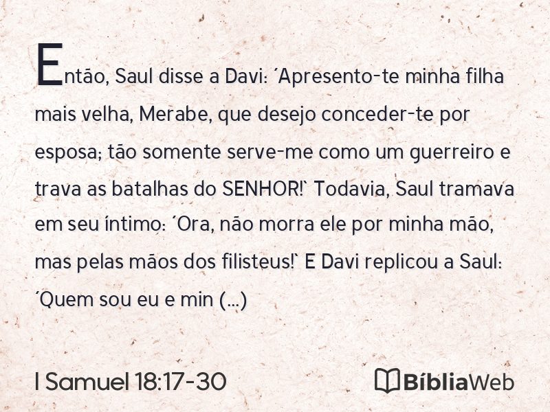 I Samuel 18:17-30 em imagem para compartilhar