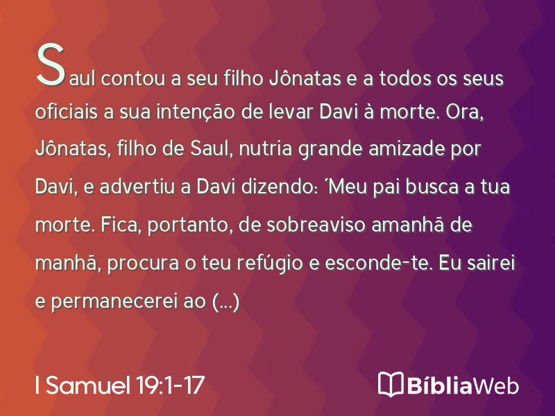 I Samuel 19:1-17 em imagem para compartilhar