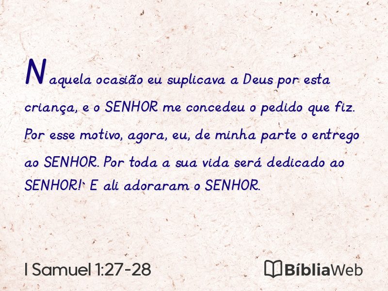 I Samuel 1:27-28 em imagem para compartilhar