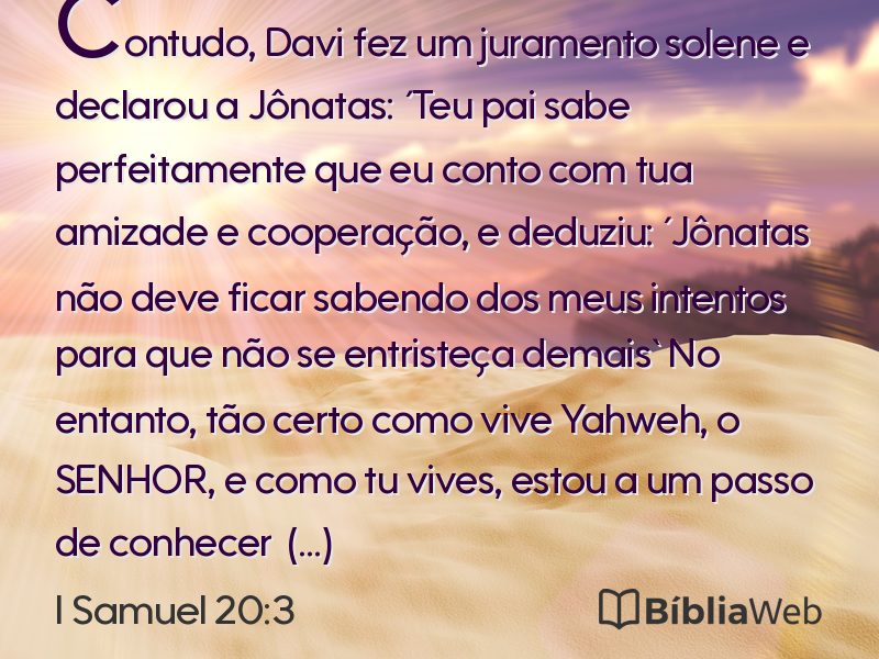 I Samuel 20:3 em imagem para compartilhar