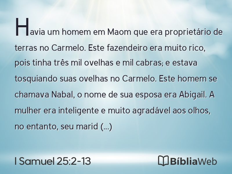 I Samuel 25:2-13 em imagem para compartilhar