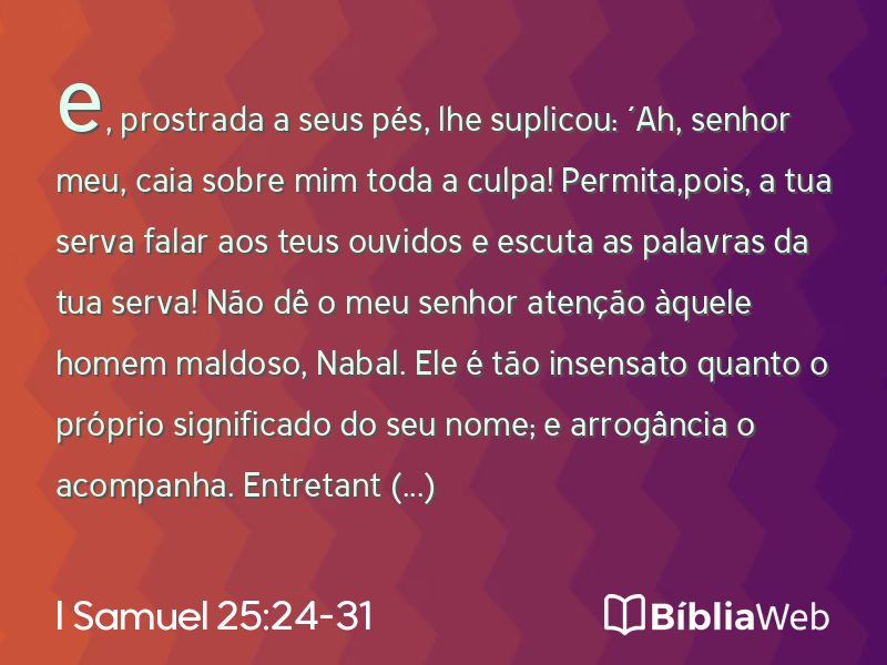 I Samuel 25:24-31 em imagem para compartilhar
