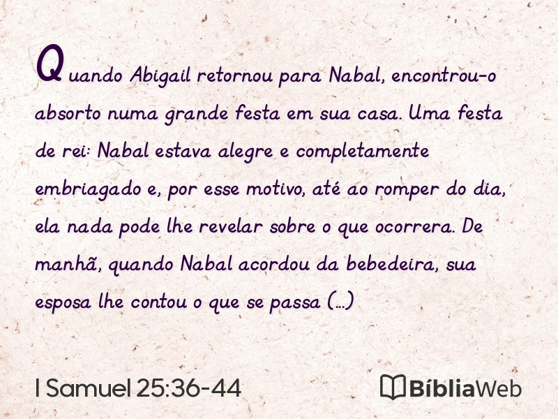 I Samuel 25:36-44 em imagem para compartilhar