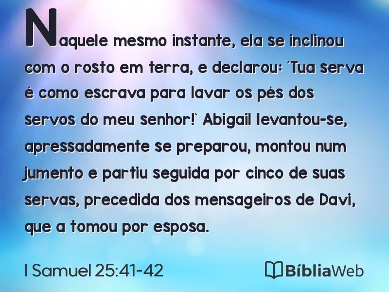 I Samuel 25:41-42 em imagem para compartilhar