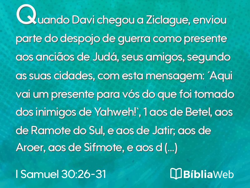 I Samuel 30:26-31 em imagem para compartilhar