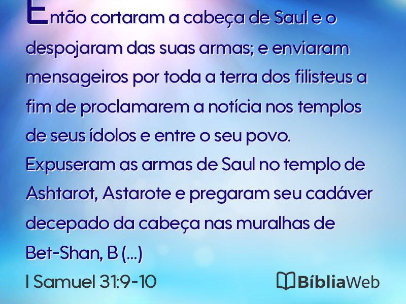 I Samuel 31:9-10 em imagem para compartilhar