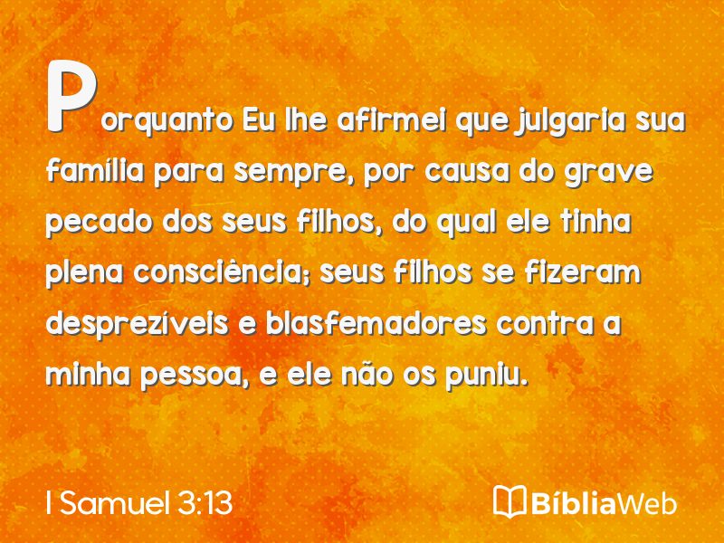 I Samuel 3:13 em imagem para compartilhar