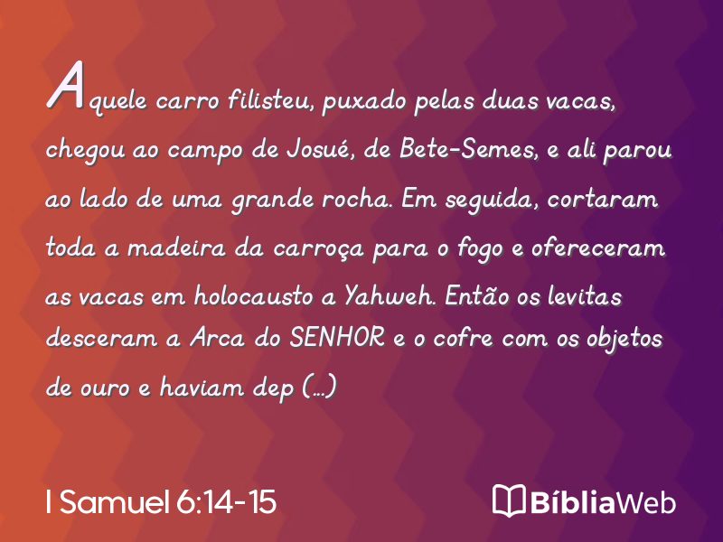 I Samuel 6:14-15 em imagem para compartilhar