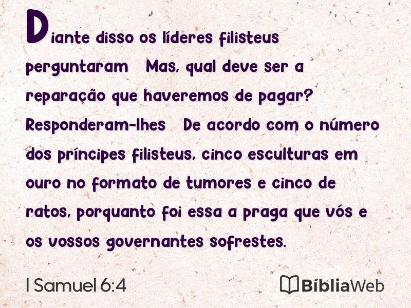 I Samuel 6:4 em imagem para compartilhar