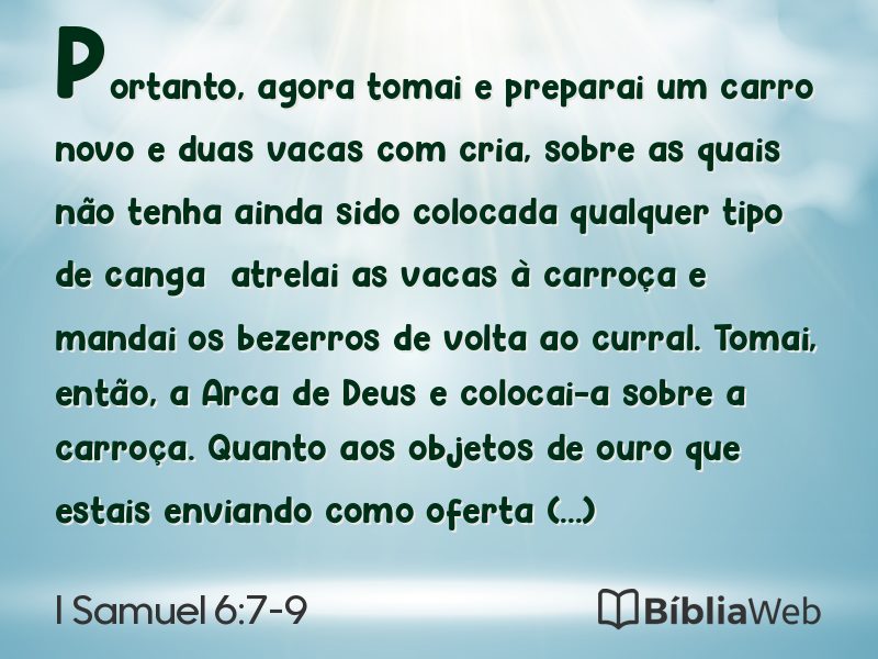 I Samuel 6:7-9 em imagem para compartilhar