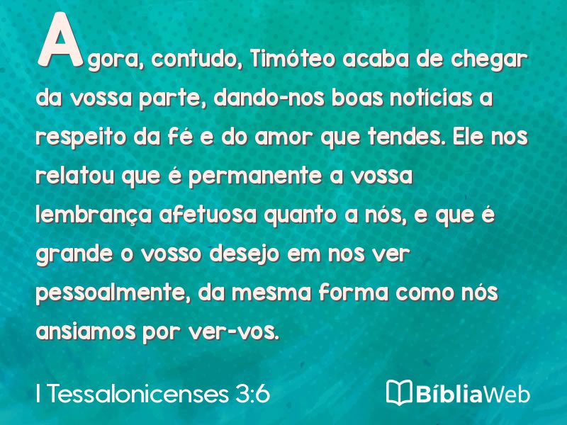 I Tessalonicenses 3:6 em imagem para compartilhar