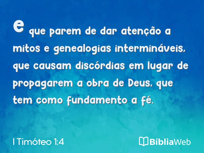 I Timóteo 1:4 em imagem para compartilhar