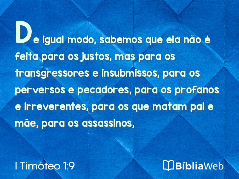 I Timóteo 1:9 em imagem para compartilhar
