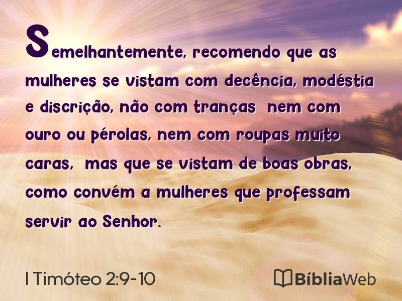 I Timóteo 2:9-10 em imagem para compartilhar