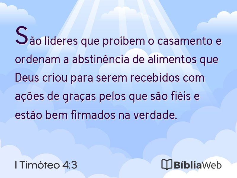 I Timóteo 4:3 em imagem para compartilhar