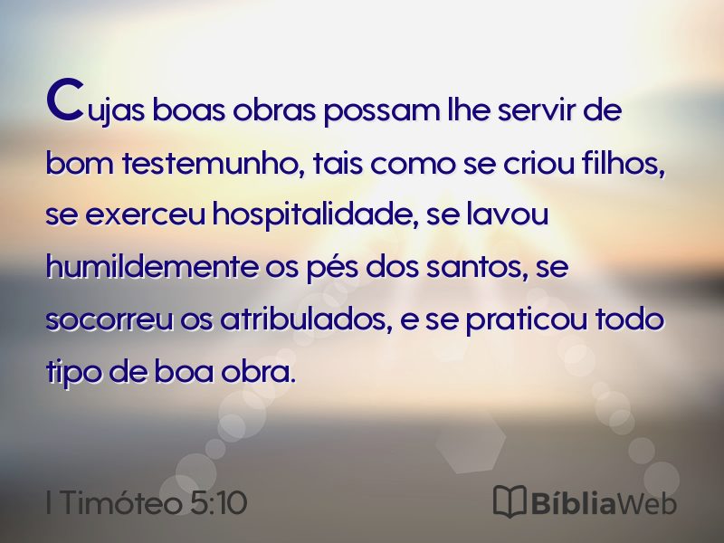 I Timóteo 5:10 em imagem para compartilhar