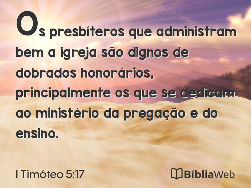 I Timóteo 5:17 em imagem para compartilhar