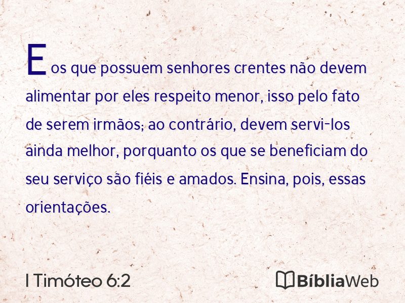 I Timóteo 6:2 em imagem para compartilhar